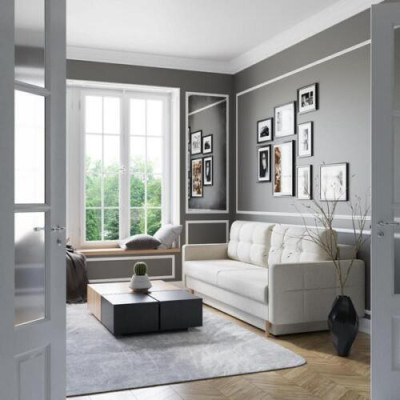 Bank 3-zits Wit Bankstellen Zitkamer Modern Design Beklede Stof Luxe Nieuw