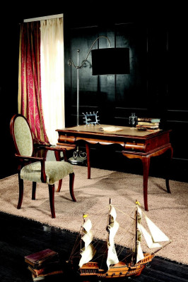 Houten meubilair luxe kantoor 2-delige set bureau stoel Italiaanse tafels barok