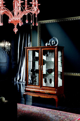 Klassieke meubels Hout Bruin Vitrine Chique vitrinekast Italiaanse meubels