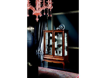 Klassieke meubels Hout Bruin Vitrine Chique vitrinekast Italiaanse meubels
