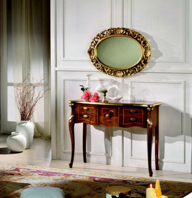 Hout Italiaanse meubels Stijl Barok Luxe Console Tafel Spiegel Dressoir 2-delig Set Nieuw