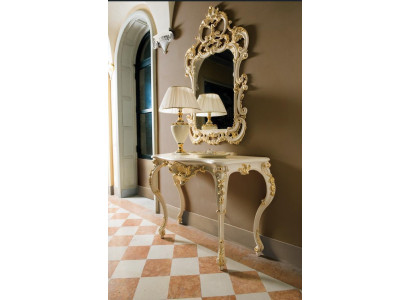Klassieke spiegel kaptafel console tafel goud hout slaapkamer meubels 2-delig