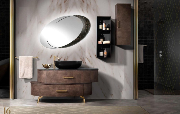 Ontwerp badkamermeubels Bad 2-delige Set garnituur dressoir wastafel Zwart.