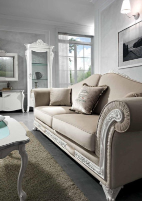 Bankstel 3-zits Woonkamer meubilair Driezitsbank Italiaanse luxe meubels Stof