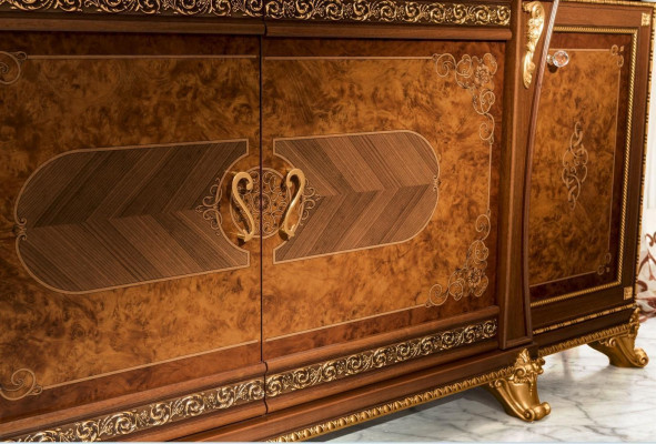 Kommodenset Italiaanse meubels 2-delig. Ladenkast met spiegel massief hout dressoir