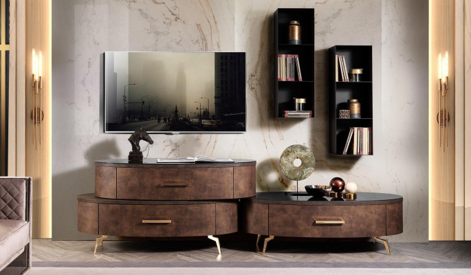 Ontwerp woonwand dressoir tv-meubel dressoir 4-dlg. Set wandplank Nieuw