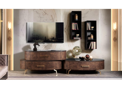 Ontwerp woonwand dressoir tv-meubel dressoir 4-dlg. Set wandplank Nieuw