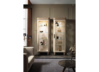 Vitrine glazen kast kast plank hout vitrine design modern woonkamer nieuw