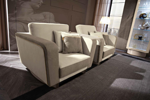 Fauteuil Luxe Design Meubels uit Italië Stoelen Design Textiel Woonkamer Bank Nieuw