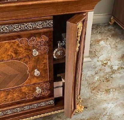 Ladenkast Set Italiaanse meubels 2-delig Massief houten dressoir met spiegel Sidetable