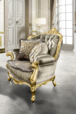 Fauteuil Relax Stof Lounge Club Bekleding Ontwerp Bank Bank Zitter Luxe Goud Nieuw