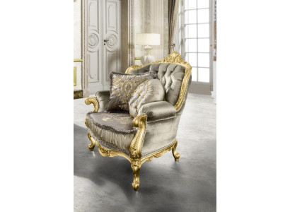 Fauteuil Relax Stof Lounge Club Bekleding Ontwerp Bank Bank Zitter Luxe Goud Nieuw