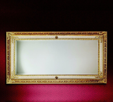 Klassieke wandspiegel houten lijst spiegel meubelen goud 104x194 glas lijst wand