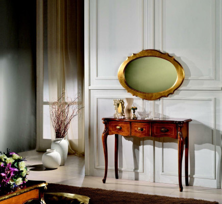 Meubelstijl barok console spiegel hout Italiaanse tafelgroep.