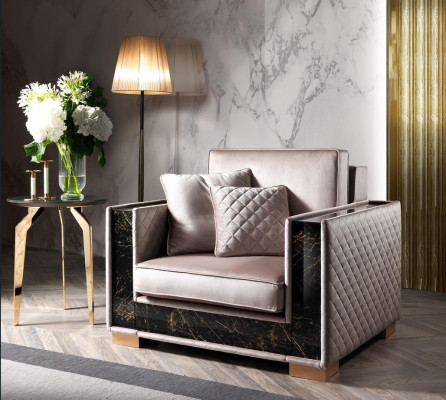 Polster Ontwerper Textiel 1-zits Zitbank Nieuw Stoel 120x102cm Bankstel