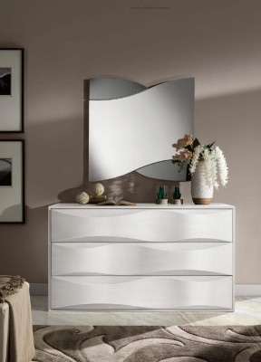 Luxe set commode met spiegel, commode console set hout modern design wit.