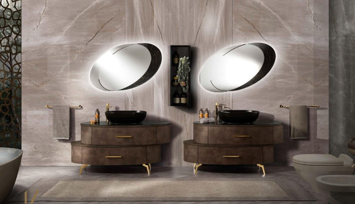 Badkamer wastafel kraan Badkamermeubelen Italië Stijl Bekken Badkamer nieuw set