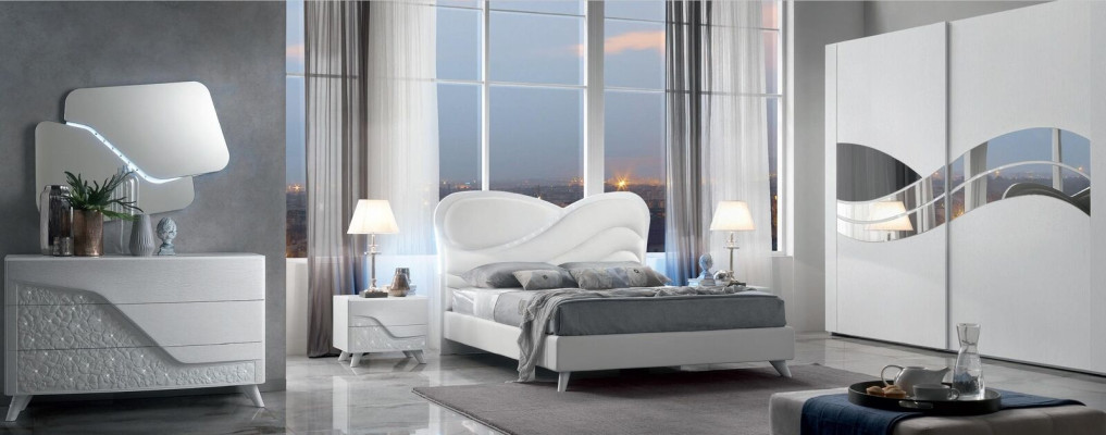 Tweepersoonsbed Bed Bedframe Bedframes Wit Dubbel Modern Luxe Italië Stijl Nieuw
