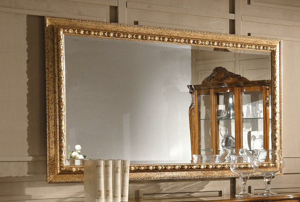 Gouden spiegelontwerp luxe xxl wandspiegel houten frame barokstijl Italië nieuw