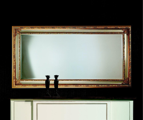 Klassieke wandspiegel houten frame spiegel meubilair 94x184 glazen frame wandmeubel