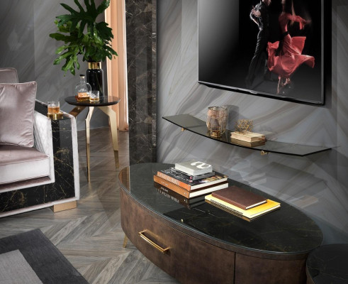 Moderne woonmuur woonkamer wandplank dressoir RTV-rek muurkast 2-delig.