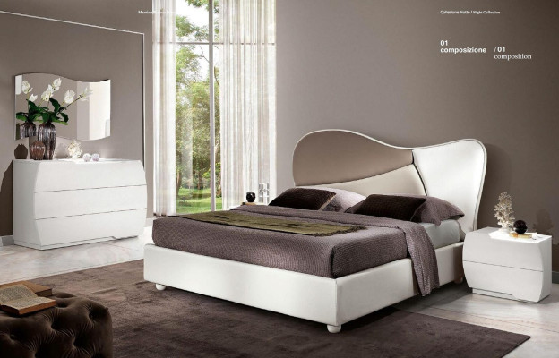 Luxe tweepersoons bedframe bed wit tweepersoonsbed leer hout modern design nieuw.