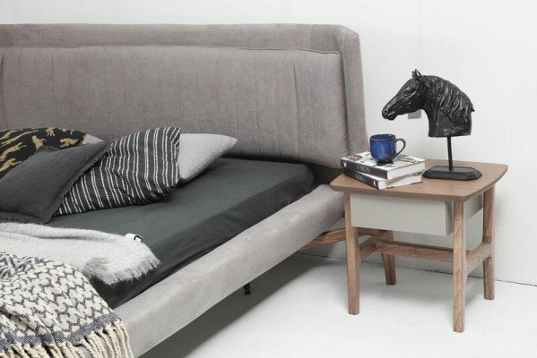 Garnituur Slaapkamer Tweepersoonsbed Bed Nachtkastjes Grijs Set 3-delig Stof