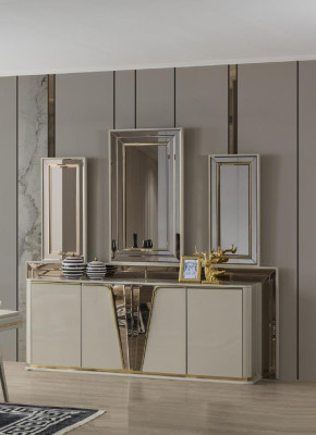 Luxe eetkamerset eetkamer eettafel set stoelen eethoek beige 6-delig