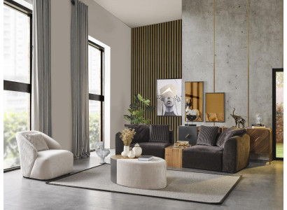 Zitbank 4-zits fauteuil vierzitsbank modern zwart stof nieuw