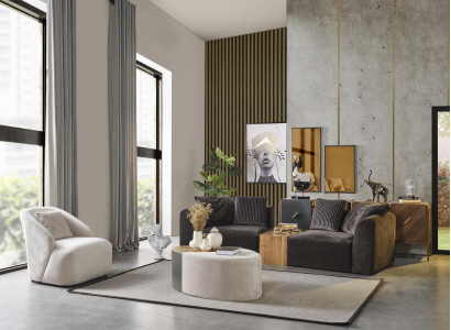 Zitbank 4-zits fauteuil vierzitsbank modern zwart stof nieuw