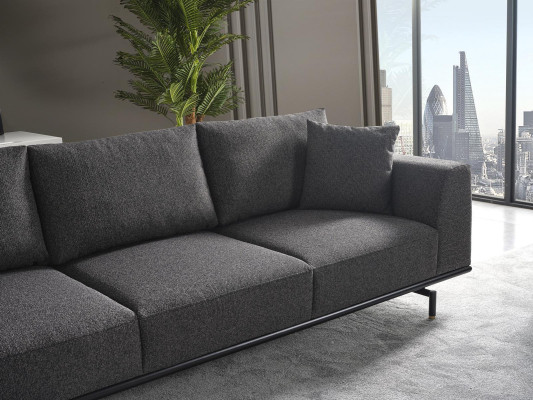Sofa set 4 zits bank fauteuil set stof modern grijs