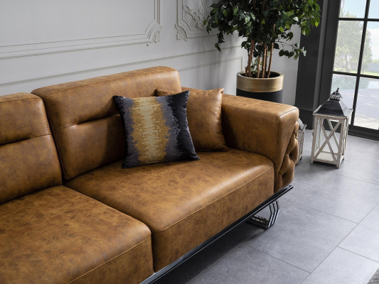 Sofa set complete sofa 31 seat armchair faux leather brown set 2-piece