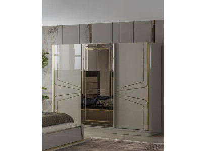Luxe kledingkast houten kast kast slaapkamer kasten beige