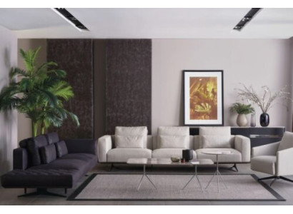 Sofa set 4 3 1 Textiel designer 2x Salontafel Bank Bank Bekleding 5 delig.