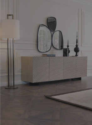 Eettafel Tafel 4x stoelen Dressoir Spiegel 7-delige Design Set Garinatuur