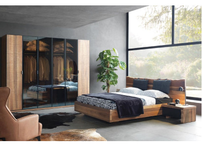 Slaapkamer Bed 2x Nachttafel Kledingkast Set van hout Moderne set