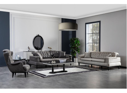Sofaset met 3 zitplaatsen Dressoir met spiegel Salontafelset Luxe