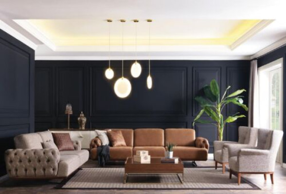 Bankstel 4-delige set Bank Bank Meubelset Design Chesterfield