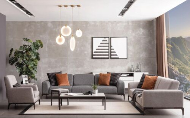 Sofa set 4 1-seater sofa armchair coffee table side tables set 5 pieces.