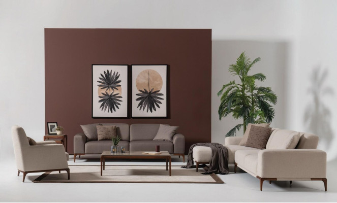Luxe design bankstel set bank salontafel bijzettafel 5-delig.