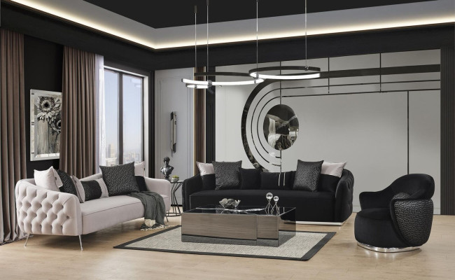 Sofaset 4-zits salontafel woonkamerset 4-delig wit nieuw modern