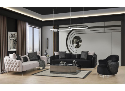 Sofaset 4-zits salontafel woonkamerset 4-delig wit nieuw modern