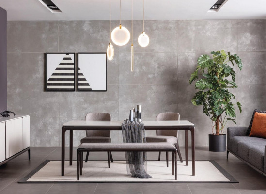 Eetkamerset Tafel 2x stoelen Dressoir Spiegel Bank 6-delig eetgroep Nieuw