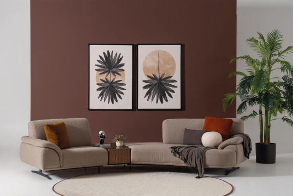 Woonkamer design bank 5 zitplaatsen textiel bank gestoffeerde banken Nieuw bruin