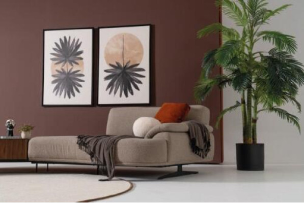 Woonkamer design bank 5 zitplaatsen textiel bank gestoffeerde banken Nieuw bruin