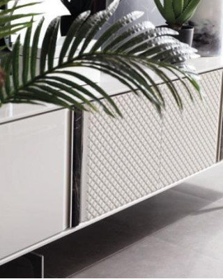 Moderne woonkamer spiegel dressoir kast, elegant design, luxe nieuw, grijs, 2-delig.