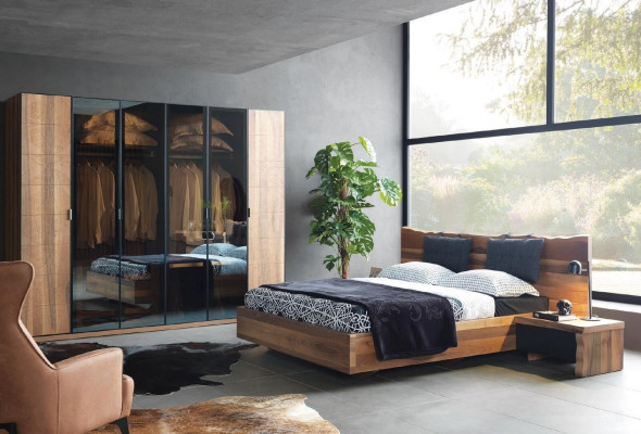 Slaapkamer set Bed 2x Nachtkastje Set Meubelen Nieuw 3-delig Nieuw bruin