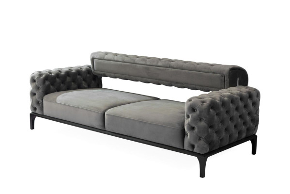 Chesterfield bankstel Bank 3-zits stof grijs Luxe bankstellen Zitplaatsen Chesterfield bankstel Bank 3-zits stof grijs Luxe bankstellen Zitplaatsen