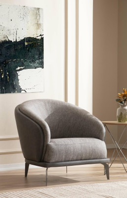 Fauteuil Eenpersoons Luxe 1 Zitbekleding Zitontwerp Grijs Zitstof Nieuw