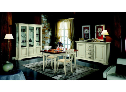 Ontwerp Eetkamer Set Garnituur 5-delig Hout Meubelen Commode 2x Stoel Tafel Vitrine Nieuw
